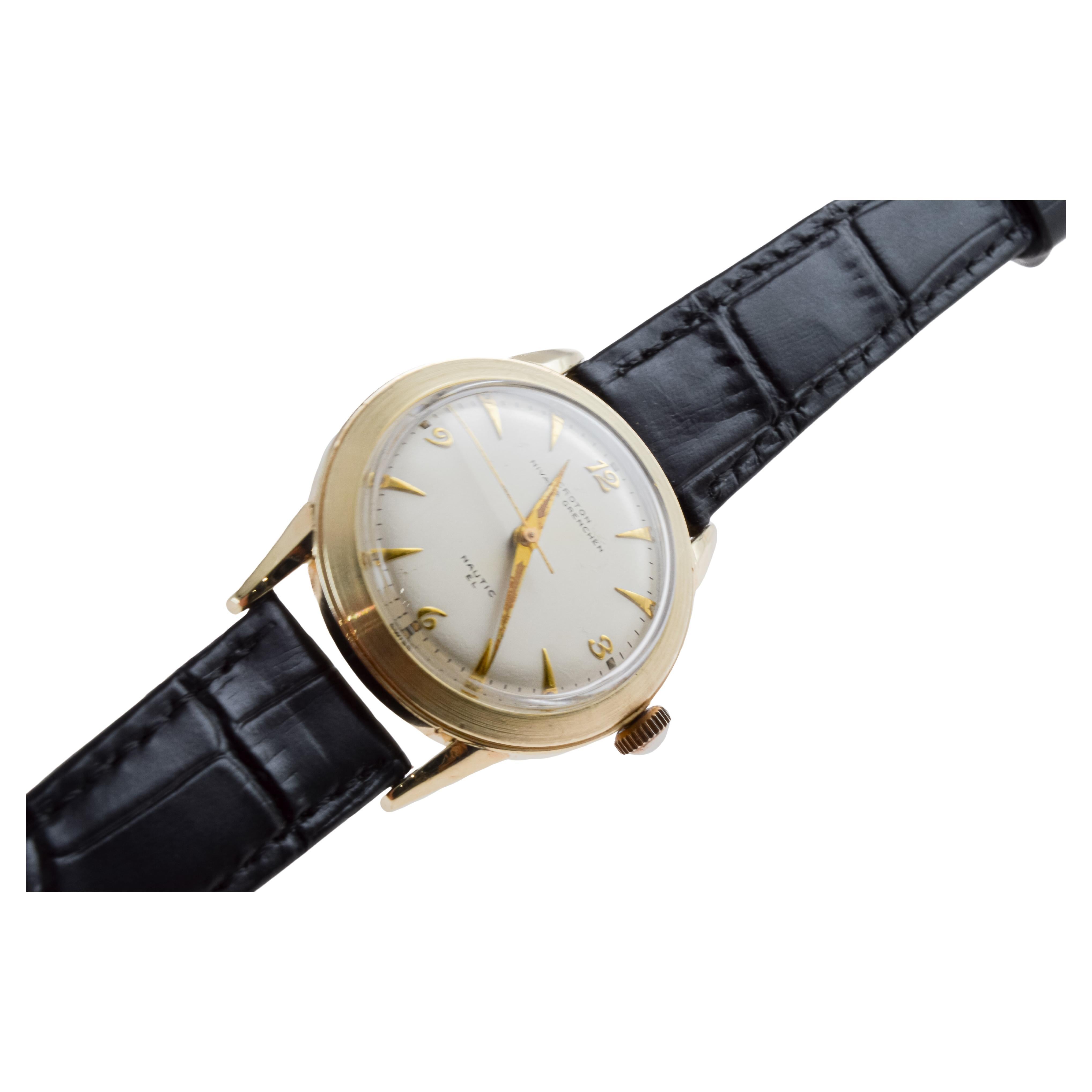 Croton Gold Filled Art Deco Watch from 1950's with Beautiful Original Dial For Sale 3