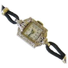Montre-bracelet Croton pour femme en platine et diamants, années 1920