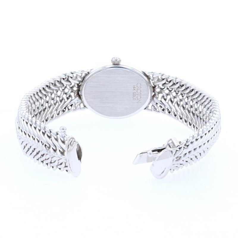 Bead Croton Ladies Watch, 14k White Gold Quartz Mother of Pearl 1-Year Warranty