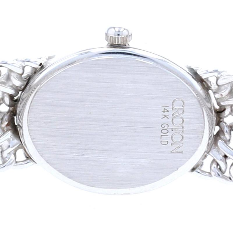 Croton Ladies Watch, 14k White Gold Quartz Mother of Pearl 1-Year Warranty In Excellent Condition In Greensboro, NC