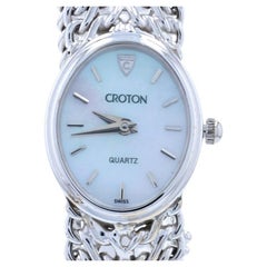 Croton Ladies Watch, 14k White Gold Quartz Mother of Pearl 1-Year Warranty