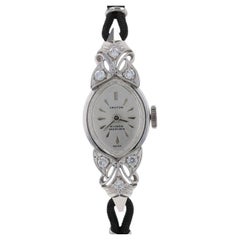 Croton Nivada Vintage Diamond Ladies Wristwatch 14k White Gold Mechanical 1YrWty