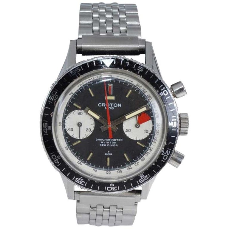 Croton Stainless Steel Aviator Sea Diver Chronomaster, Circa