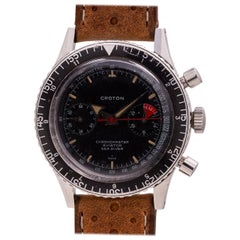 Croton Stainless Steel Chronomaster Aviator Sea Diver manual wristwatch, c 1960s