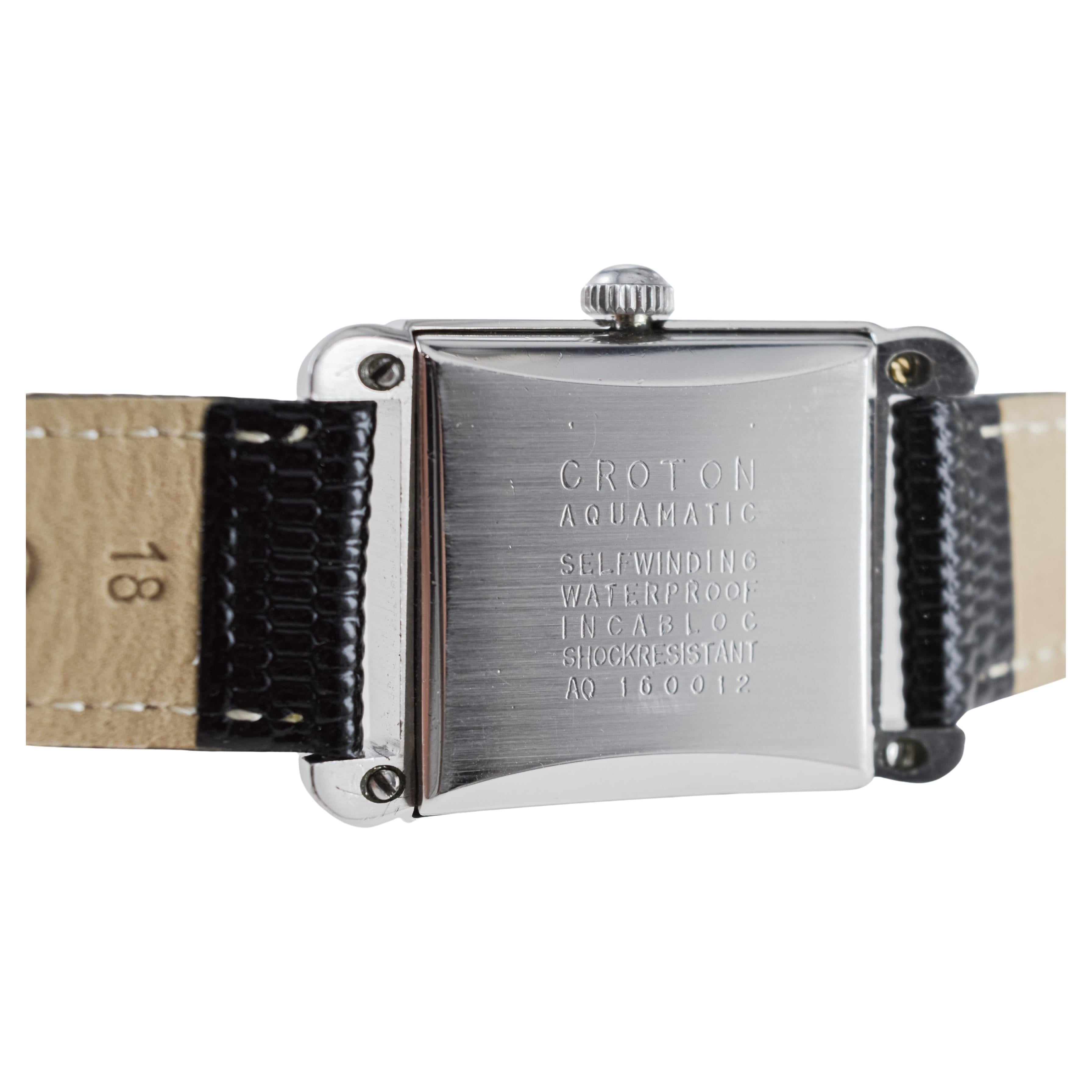 Croton Stahl-Aquatische Art-déco-Uhr aus Stahl mit Original-Zifferblatt im Angebot 11