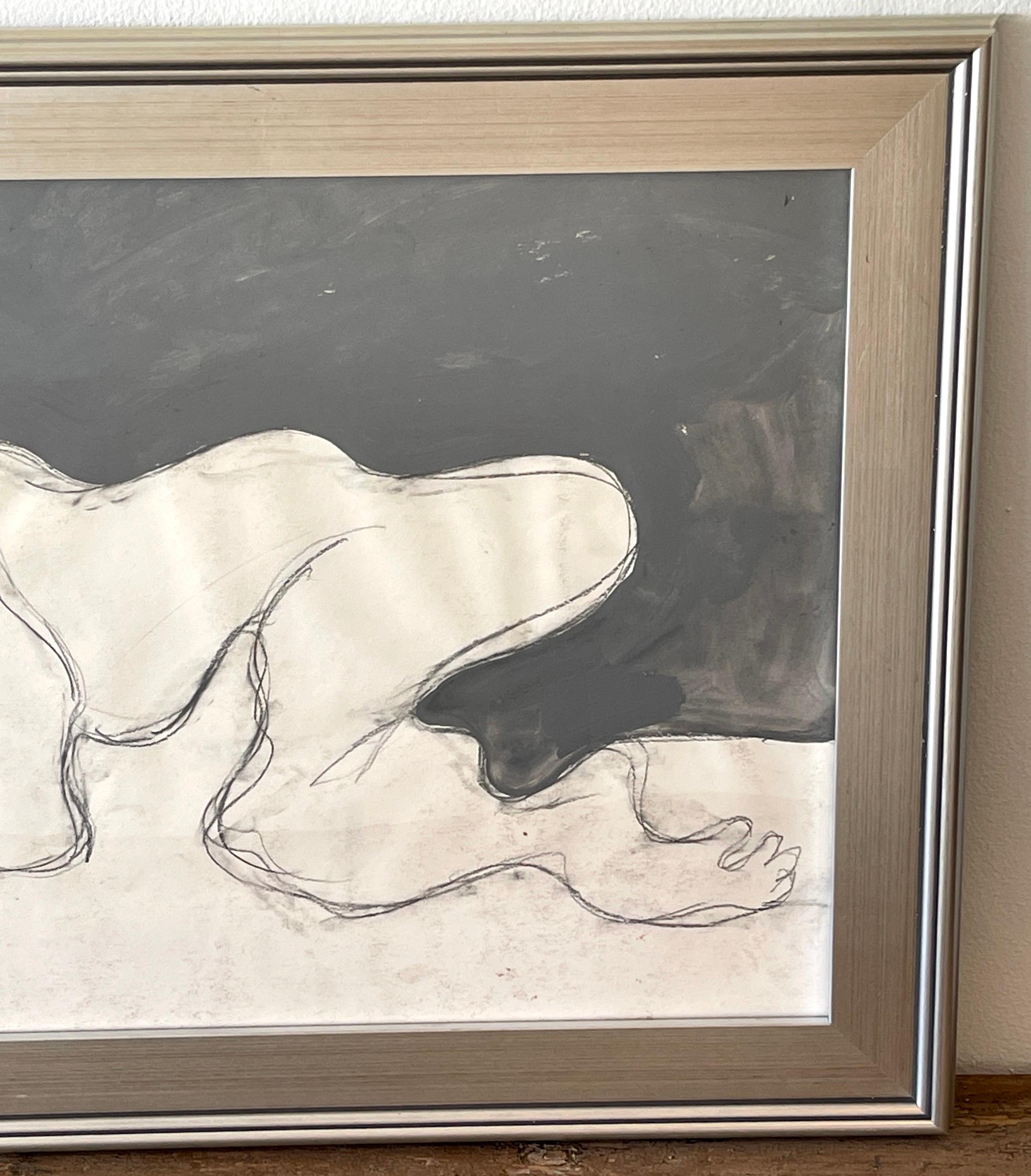 Mid-20th Century 'Crouching Figure' Oil/Mixed Media on Paper, 1960s by Douglas D. Peden  For Sale