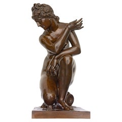 Venere accovacciata Grande Scultura Grand Tour in bronzo patinato F. Barbedienne