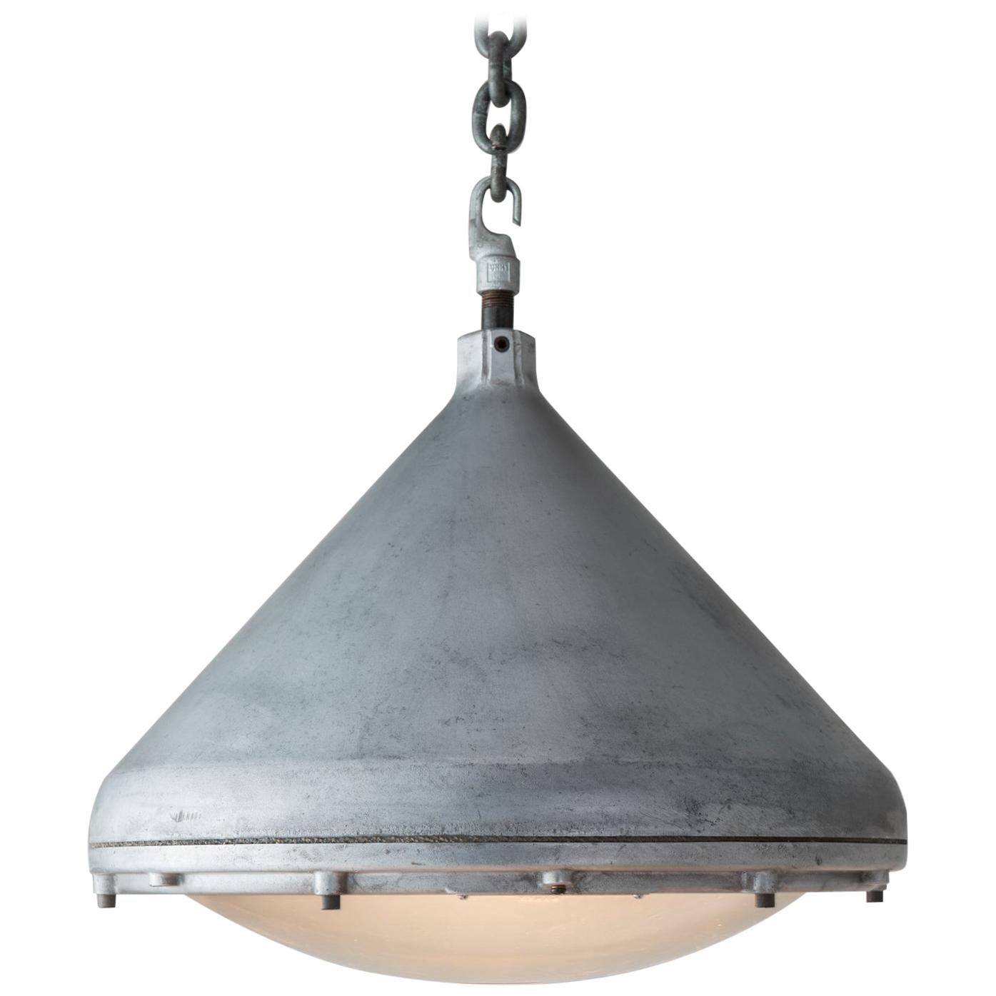 Lampe à suspension en aluminium Crouse-Hinds, Amérique, vers 1950 en vente