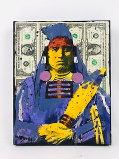 "Crow on Dollar Bills" Modern Oil on Canvas Signed Painting by Stan Natchez