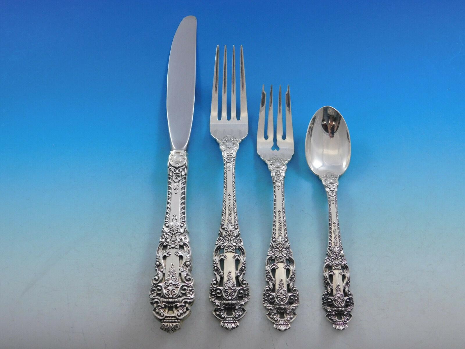 Crown Baroque by Gorham Sterling Silver Flatware Set 12 Service 107pc Dinner New In Excellent Condition In Big Bend, WI