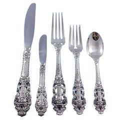 Used Crown Baroque by Gorham Sterling Silver Flatware Set Service 38 pieces Dinner