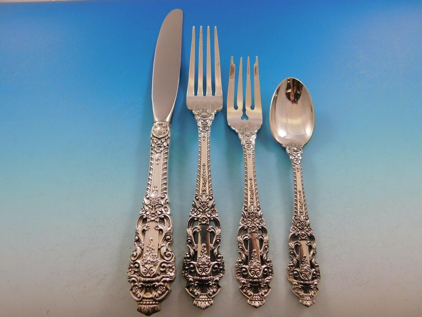 Crown Baroque by Gorham Sterling Silver Flatware Set Service 57 Pieces Dinner In Excellent Condition In Big Bend, WI