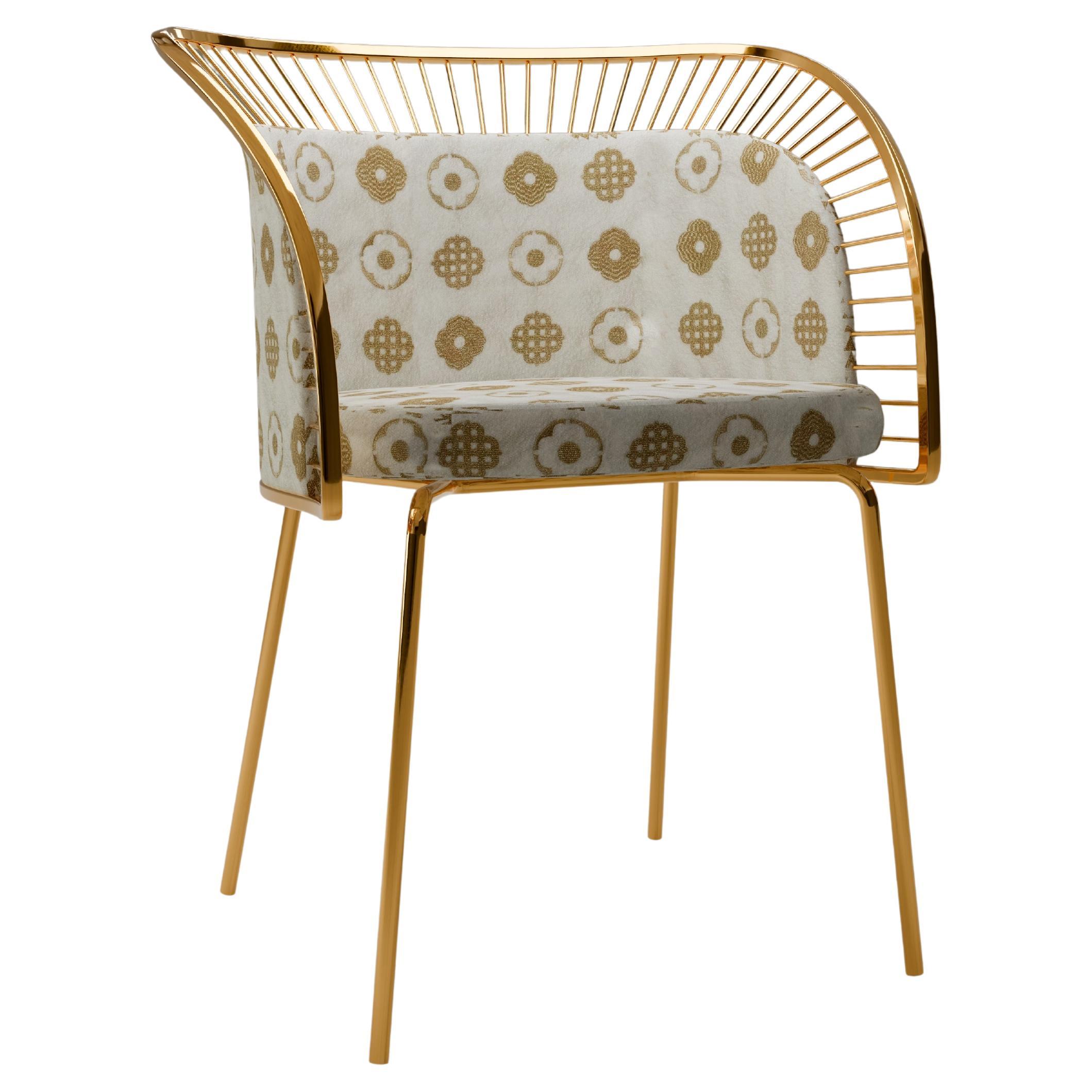 Crown Chair with Metal Trimmings For Sale