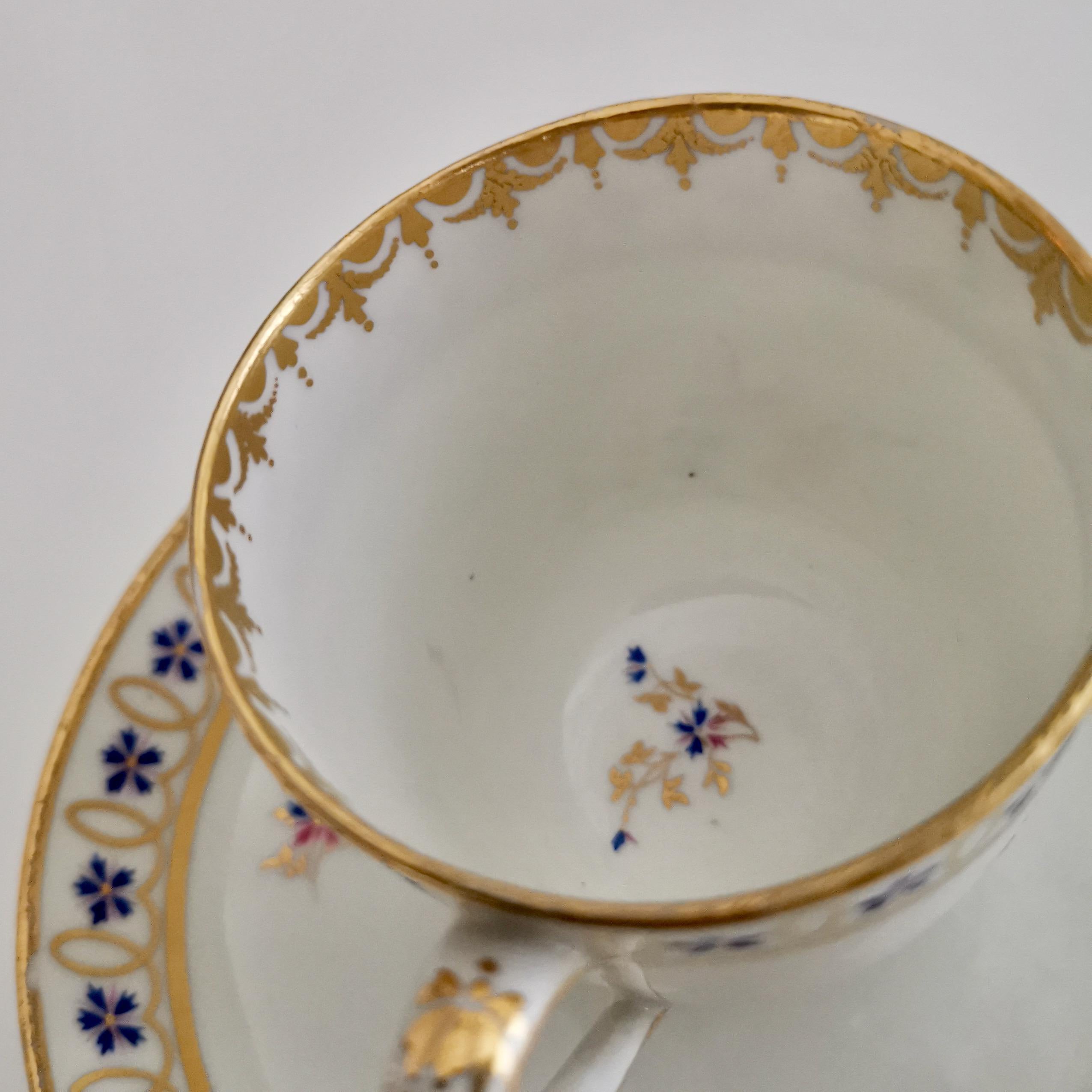 Crown Derby Porcelain Coffee Cup, White, Gilt with Blue Cornflowers, 1782-1790 6