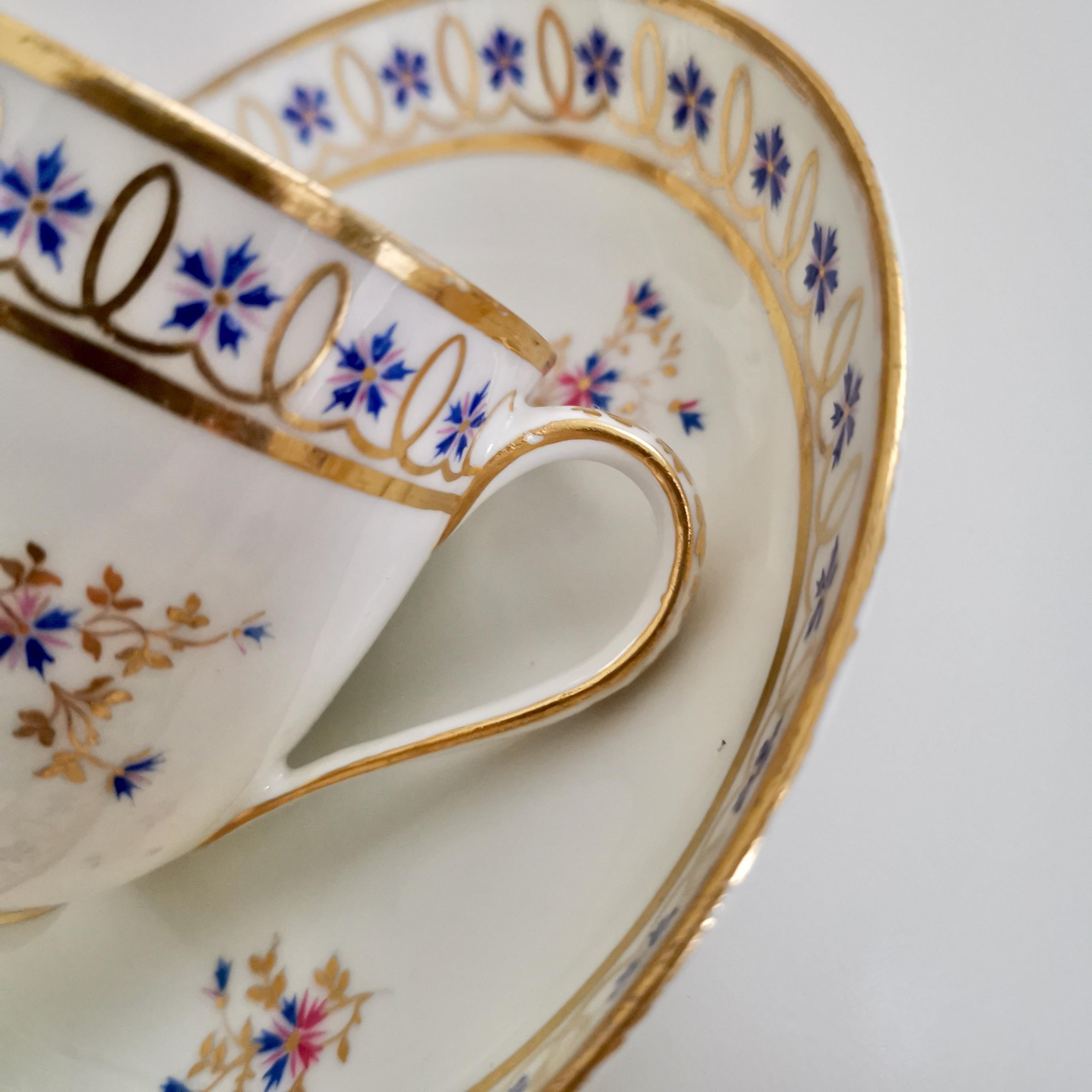 Crown Derby Porcelain Coffee Cup, White, Gilt with Blue Cornflowers, 1782-1790 2