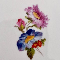 Crown Derby Porcelain Plate, Baby Blue Oeil De Perdrix, Flowers, Regency, 1810