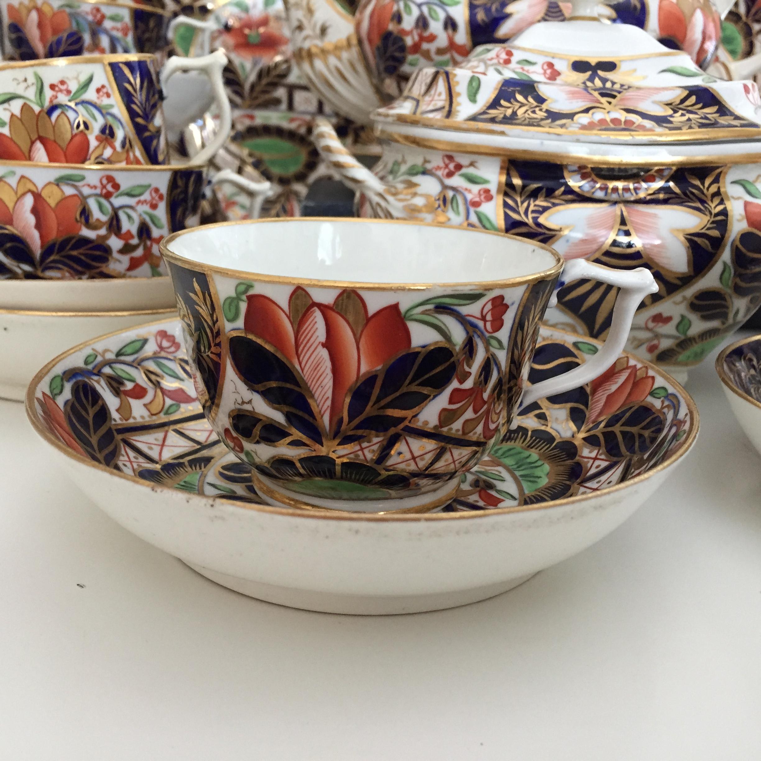 Hand-Painted Crown Derby Tea Service, 