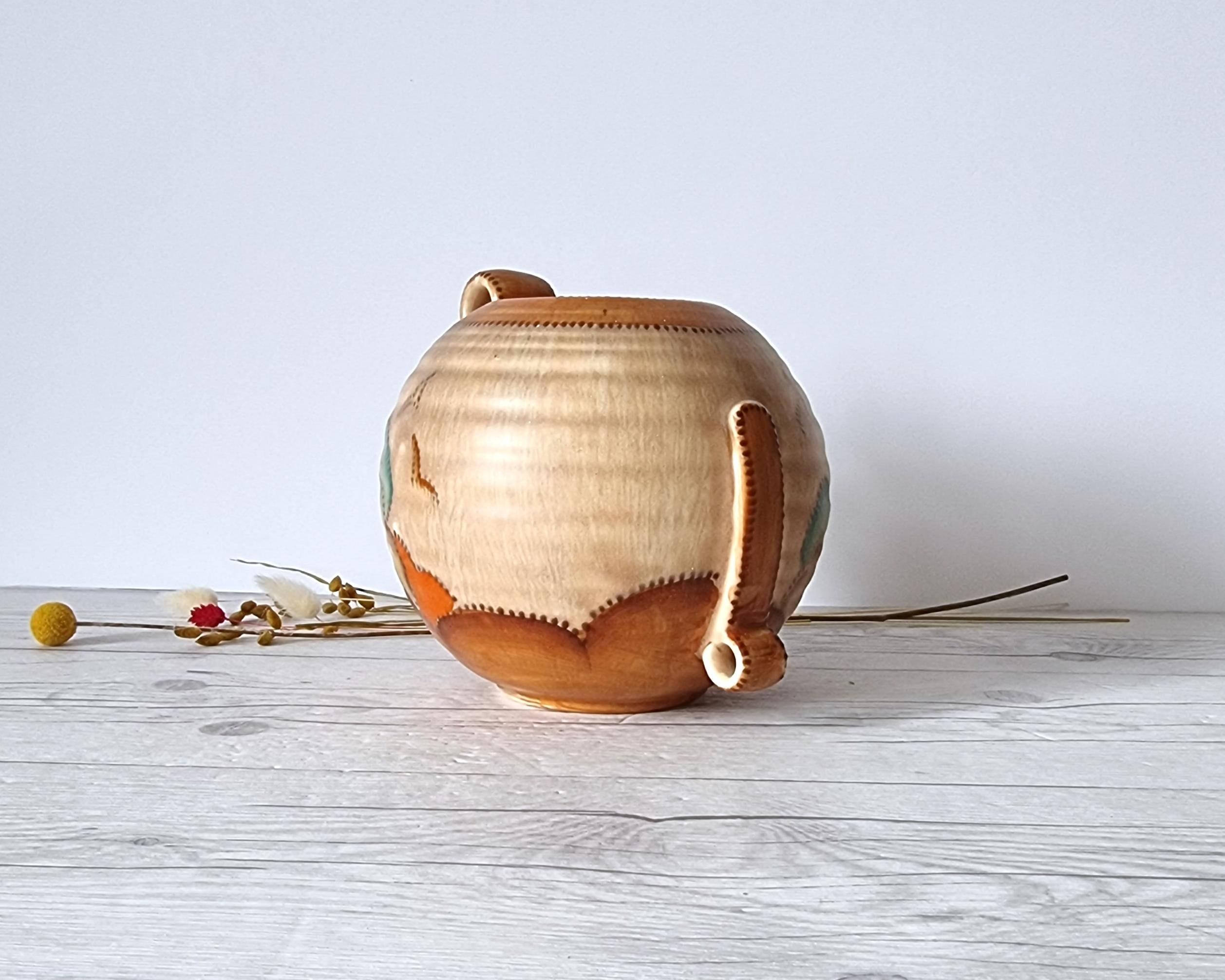 Crown Devon, Att. Ditmar Urbach, Art Deco Stylised Stitch Tree Décor Globe Vase 3