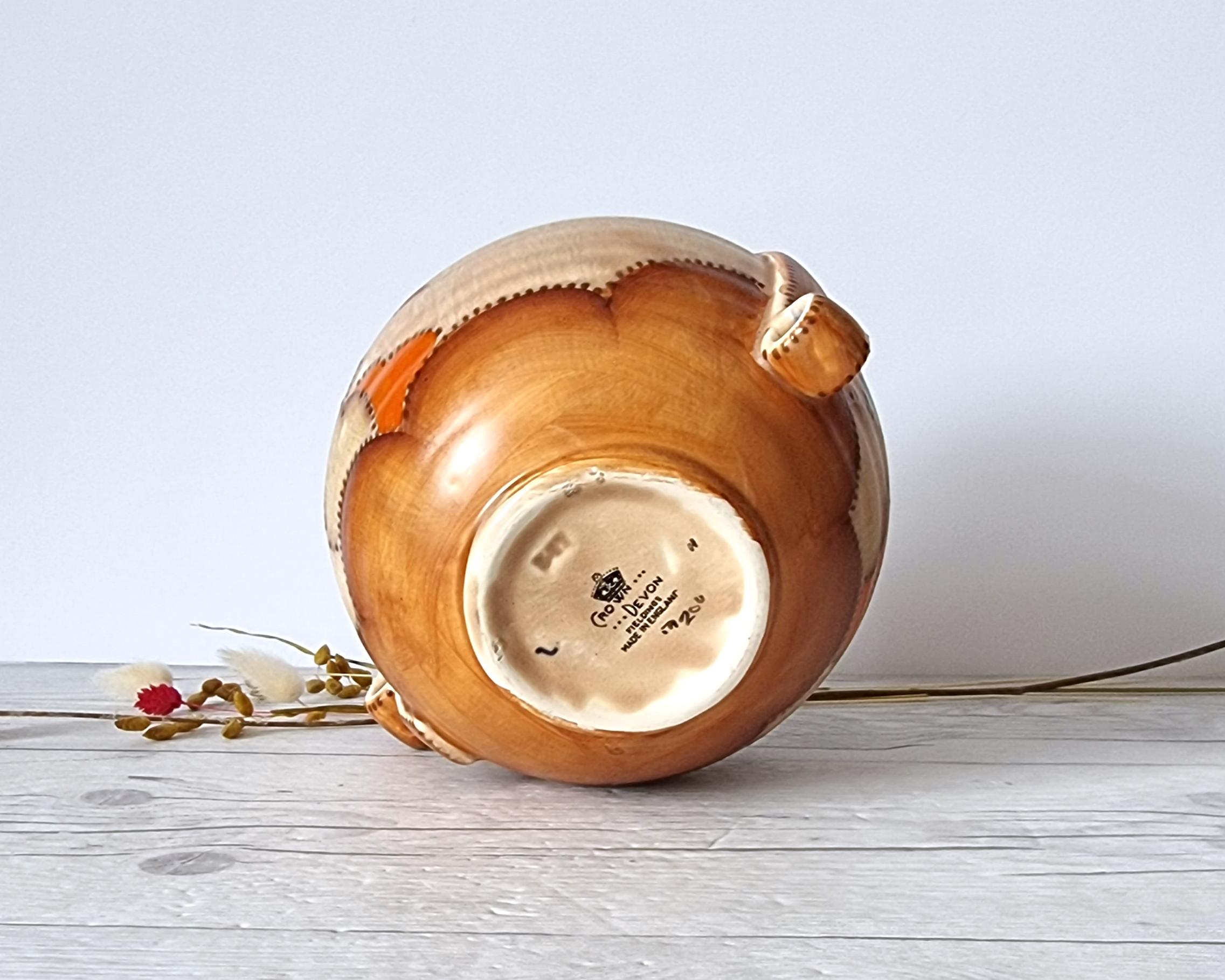 Crown Devon, Att. Ditmar Urbach, Art Deco Stylised Stitch Tree Décor Globe Vase 7