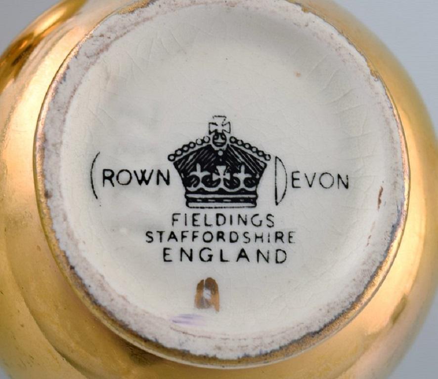 Art Deco Crown Devon, England, Mocha Service in Gold-Painted Porcelain for 11 People