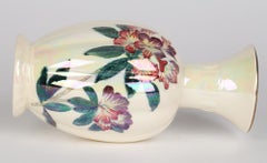 Crown Devon Fieldings Art Deco Floral Lustre Glazed Art Pottery Vase