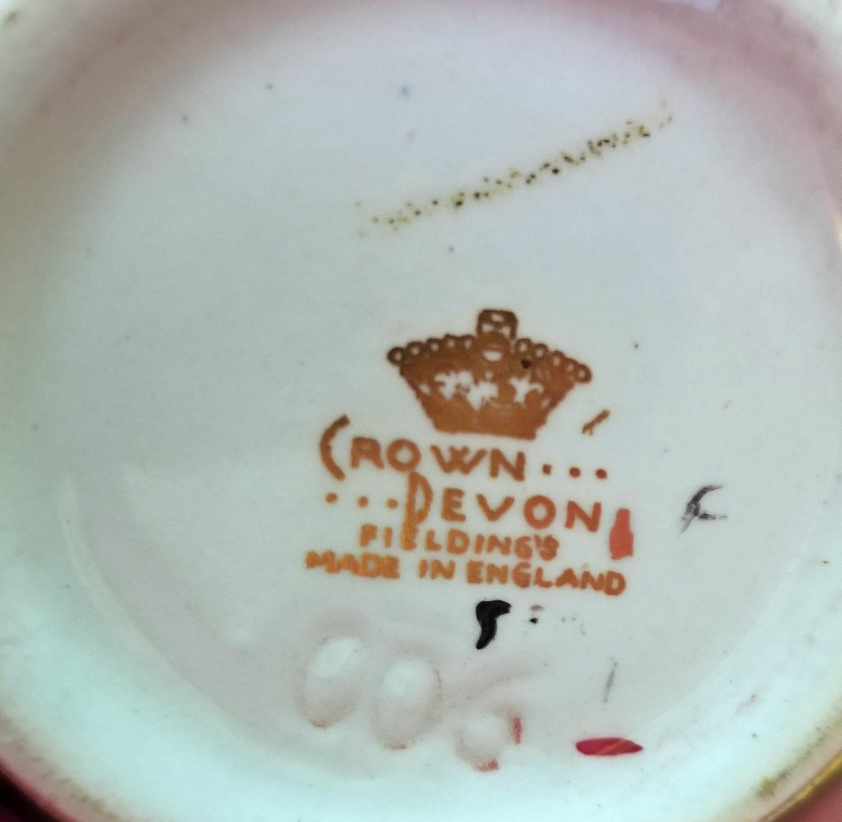 Hand-Painted Crown Devon Fieldings Rouge Royal Jug Temple Garden Pattern