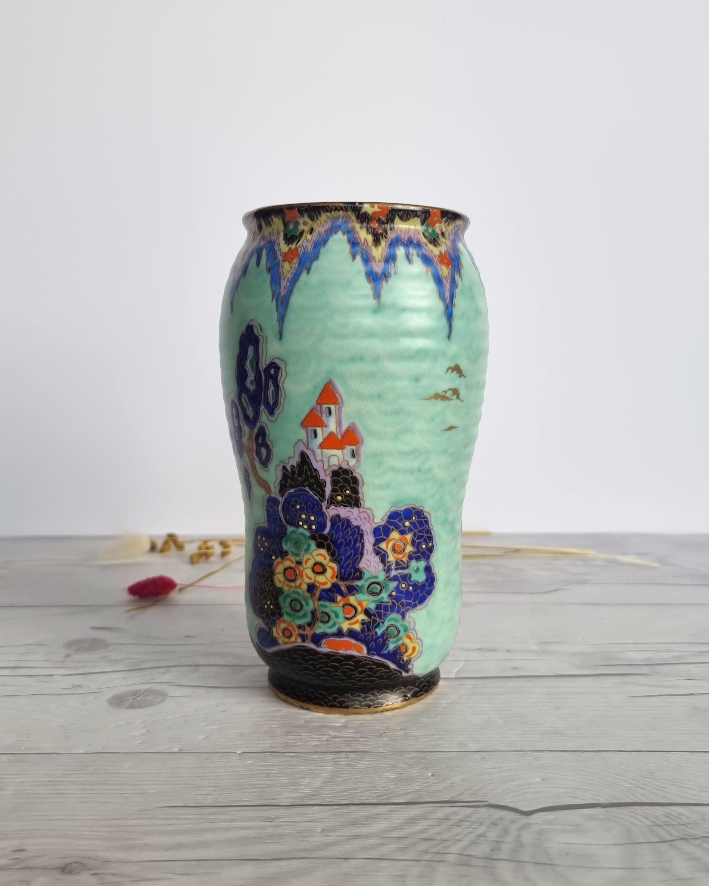Crown Devon, Mattajade Fairyland Series by Enoch Boulton, Art Deco Vase 3