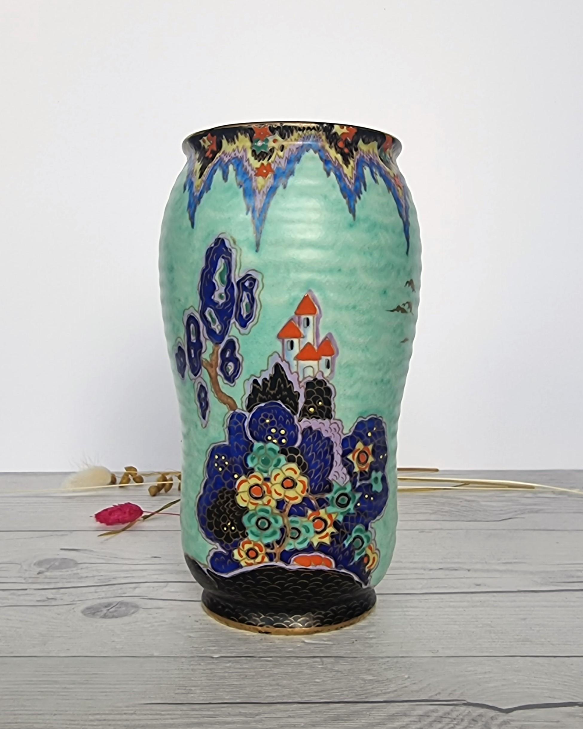 Crown Devon, Mattajade Fairyland Series by Enoch Boulton, Art Deco Vase 4