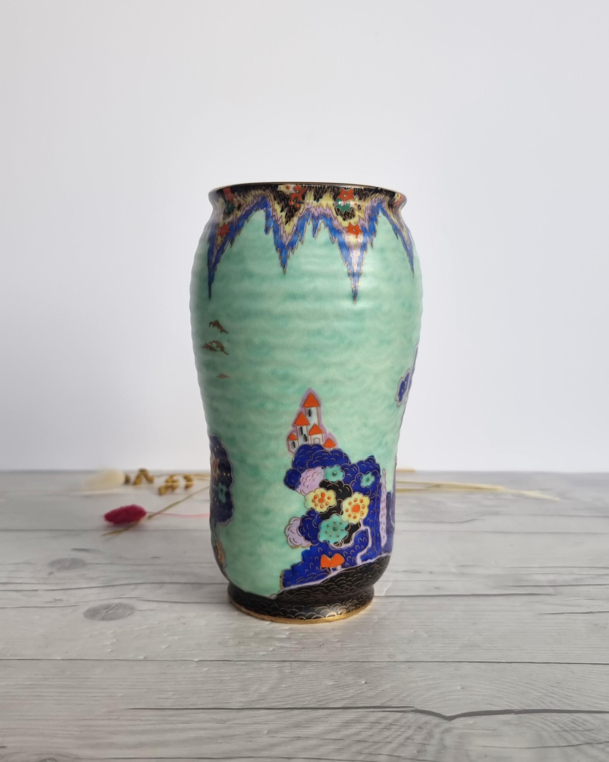 Crown Devon, Mattajade Fairyland Series by Enoch Boulton, Art Deco Vase 1