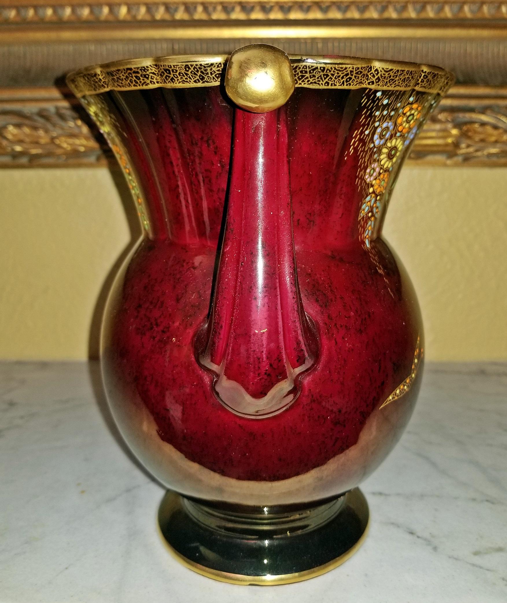 20th Century Crown Devon Rouge Lustre Double Handled Vase