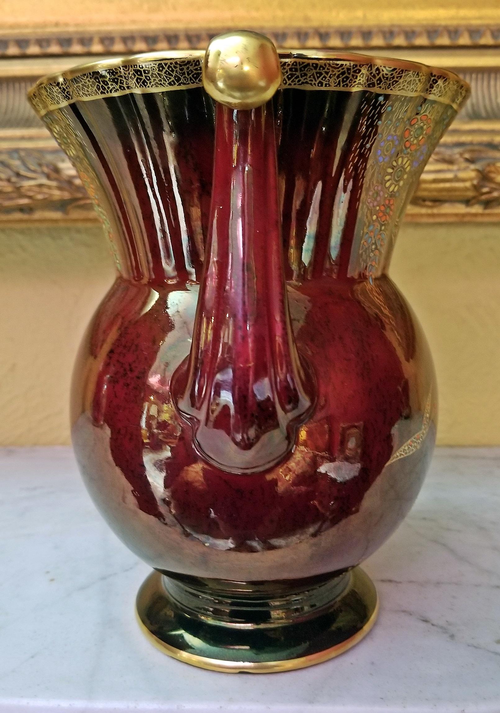 Porcelain Crown Devon Rouge Lustre Double Handled Vase