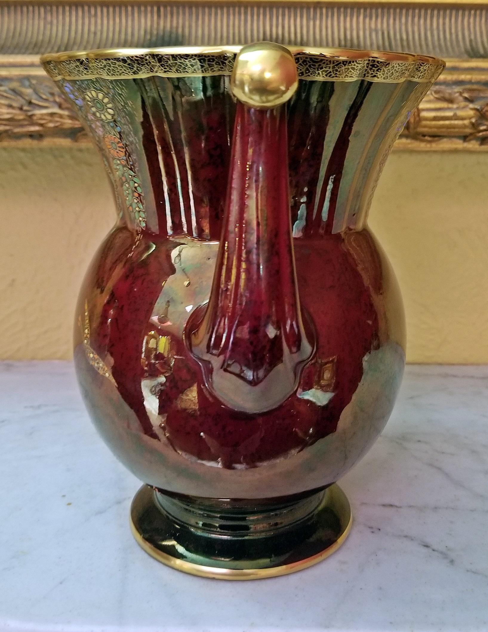 English Crown Devon Rouge Lustre Double Handled Vase