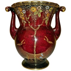 Vase à deux anses Crown Devon Rouge Lustre