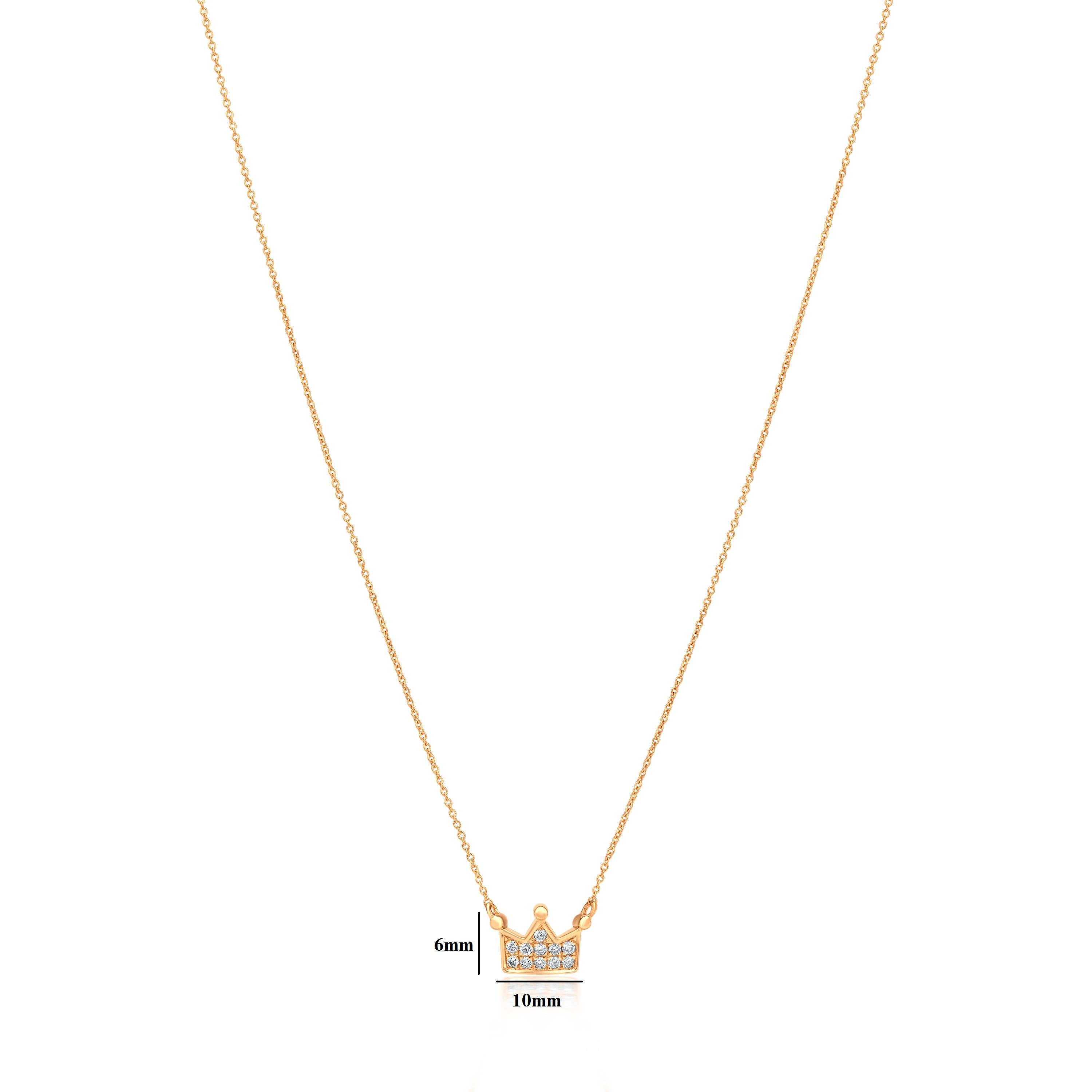 Luxle Crown Diamond Pendant Necklace in 18K Yellow Gold In New Condition In New York, NY