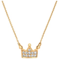 Luxle Crown Diamond Pendant Necklace in 18K Yellow Gold