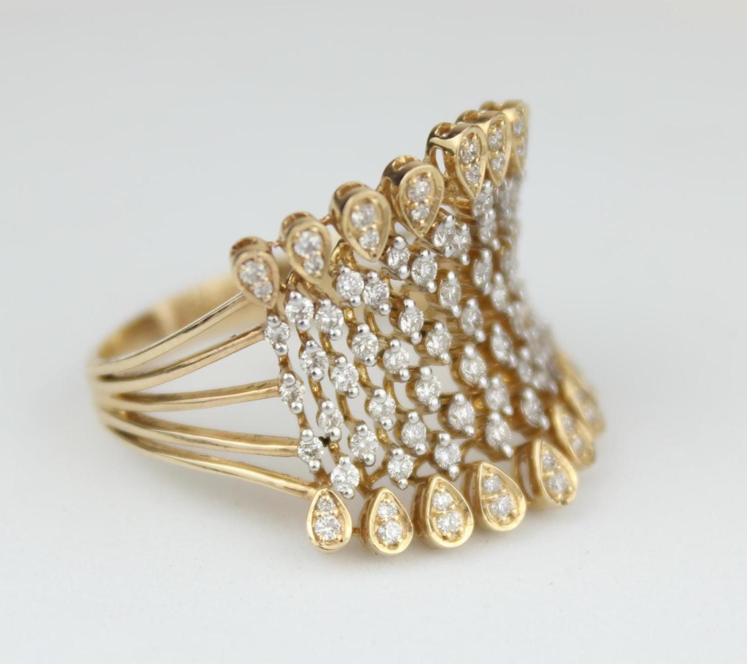 Statement-Ring Krone Diamant in 14k Massivgold (zertifiziert) (Rundschliff) im Angebot