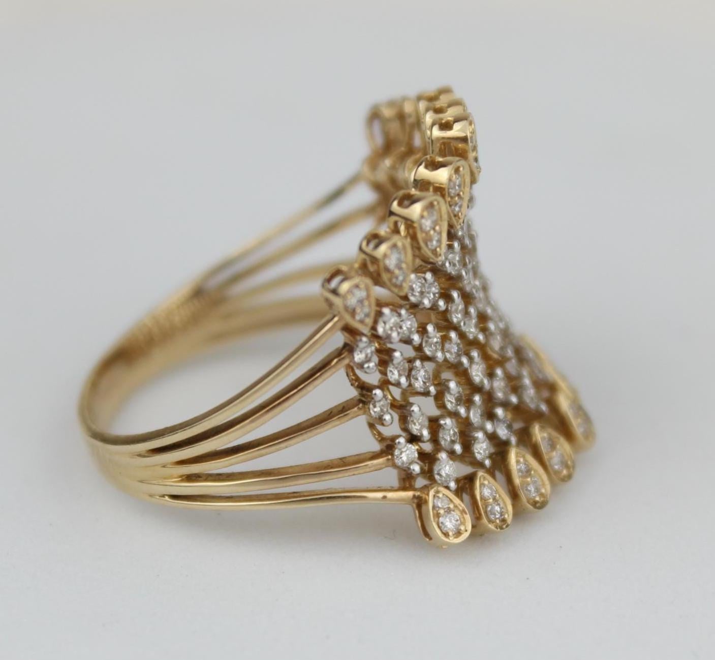 Statement-Ring Krone Diamant in 14k Massivgold (zertifiziert) im Zustand „Neu“ im Angebot in New Delhi, DL