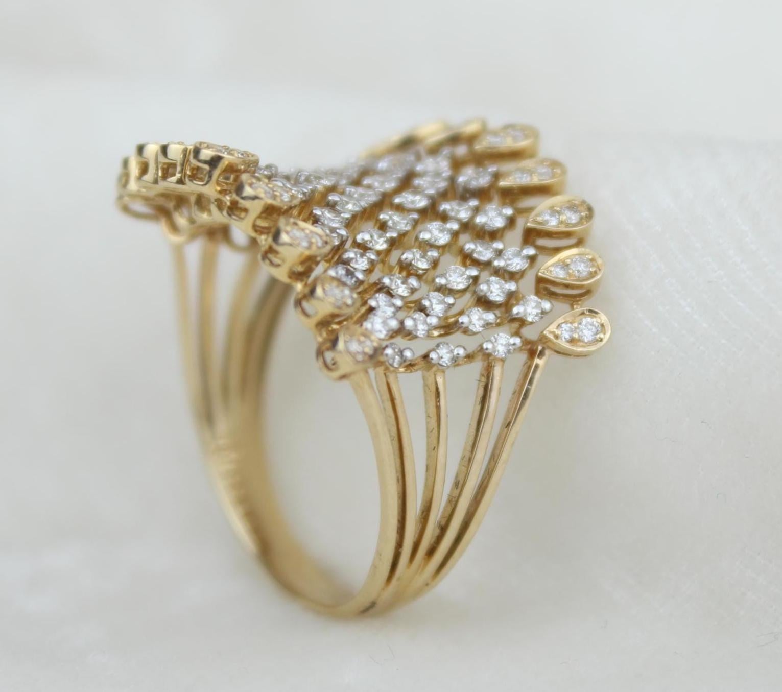 Statement-Ring Krone Diamant in 14k Massivgold (zertifiziert) Damen im Angebot