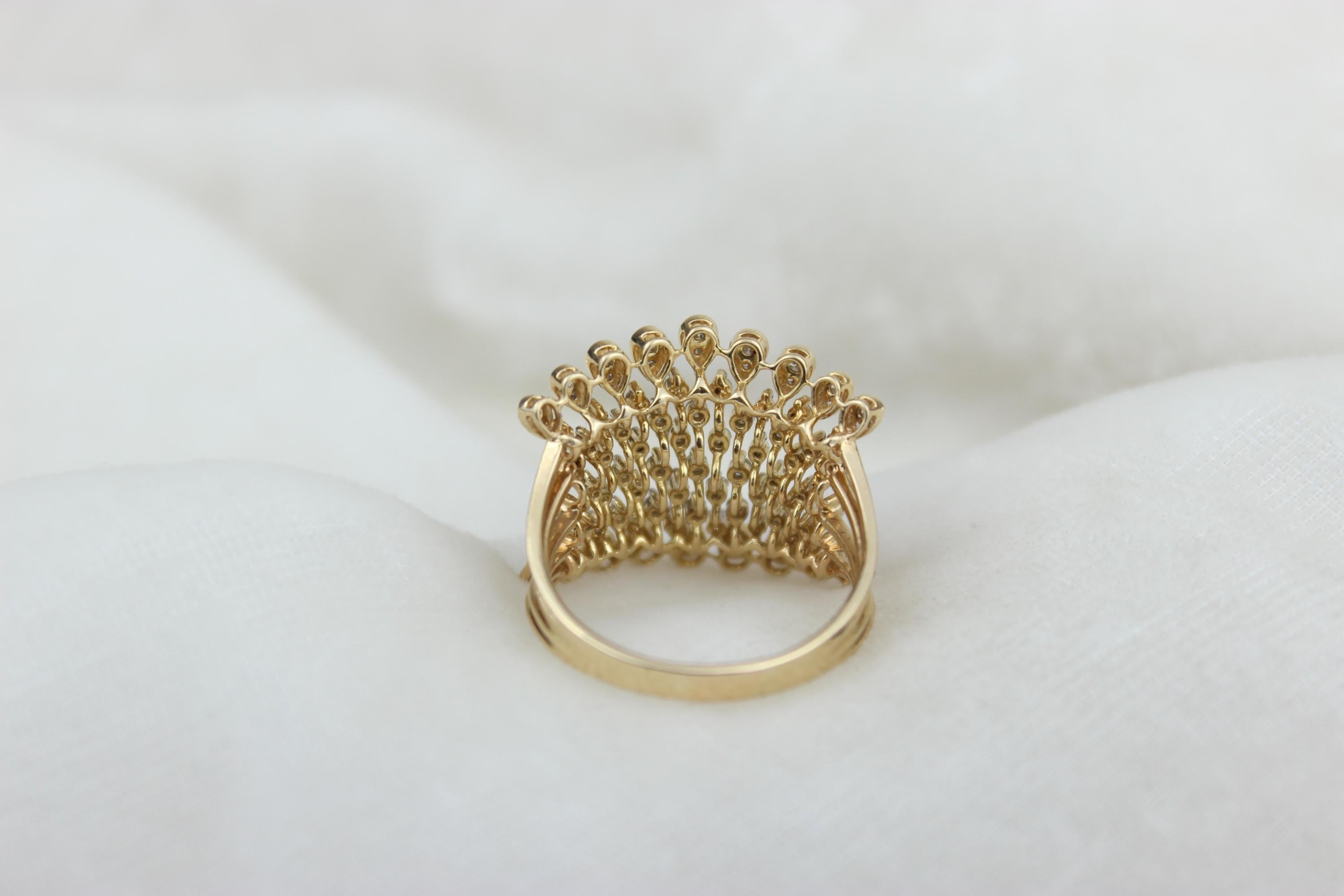 Statement-Ring Krone Diamant in 14k Massivgold (zertifiziert) im Angebot 2