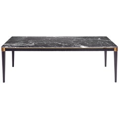 Crown Dining Table, Channeled Wood Detailing and Bronze Accents Dinning Table