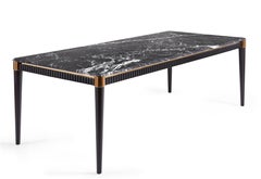 Crown Dining Table, Channeled Wood Detailing and Bronze Accents Dinning Table