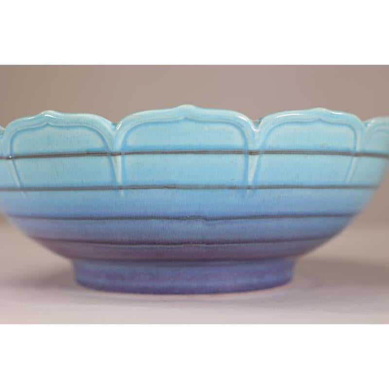 Crown Ducal. Arts & Crafts style bowl with a ground blue colour fading to lilac. For Sale 1