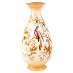 Vintage Crown Ducal Exotic Bird Blush Porcelain Vase