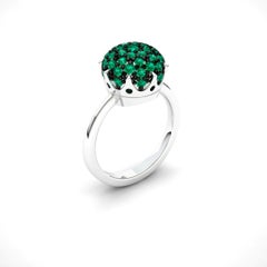 Crown Emerald Elegant White 18K Gold Ring for Her for Him