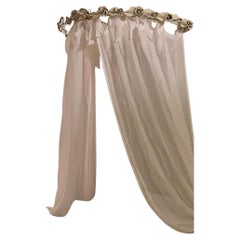 Testata a corona in ferro fatta a mano con fiori e foglie con bastone per tende &New Drapes