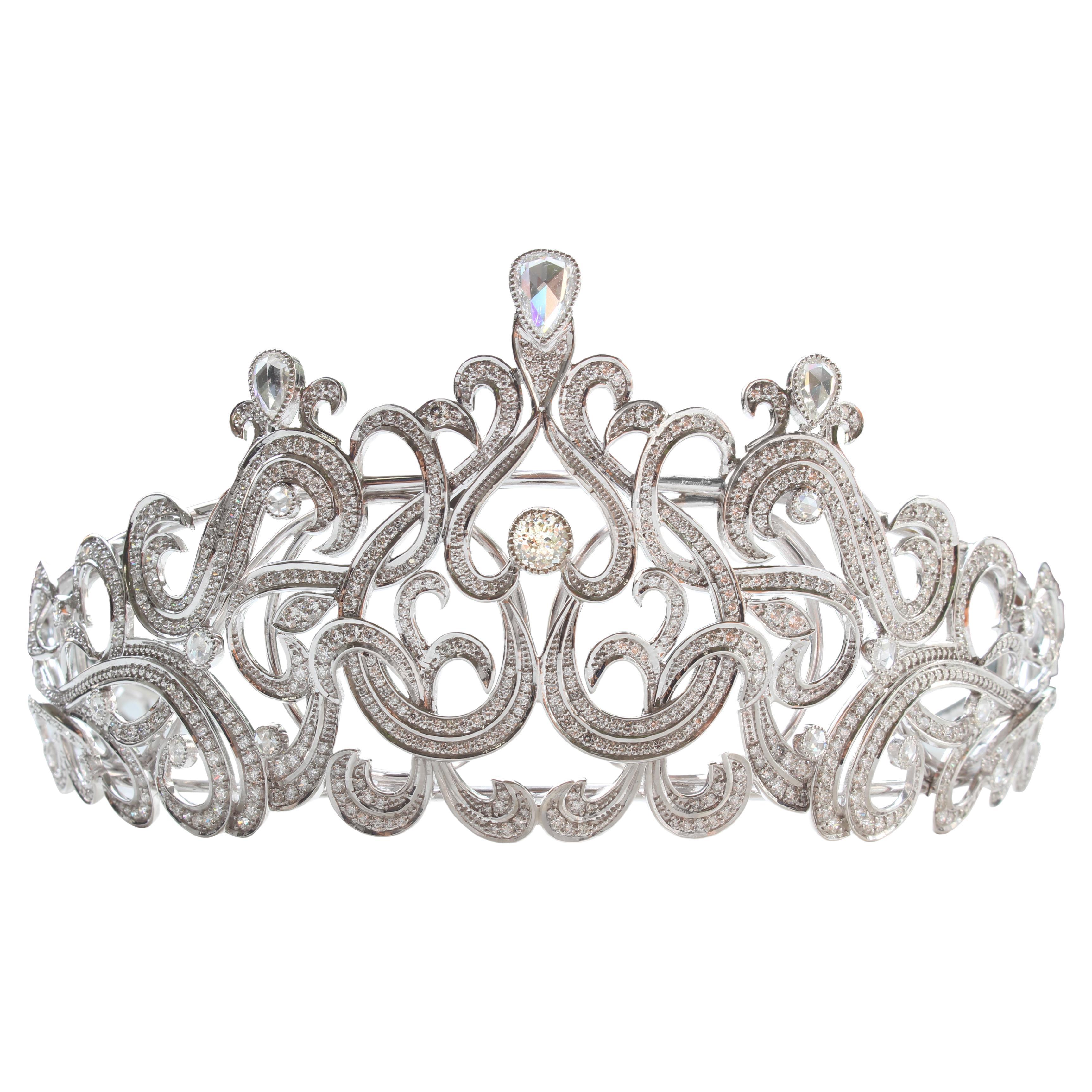 Crown Jubilee Diamond Tiara Encrusted with Diamonds Weighing 16.67ct 