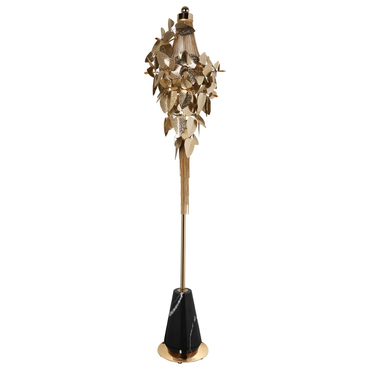 Crown Leaves Floor Lamp with Swarovski Crystal