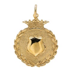 Crown Medallion Fob in 14 Karat Yellow Gold