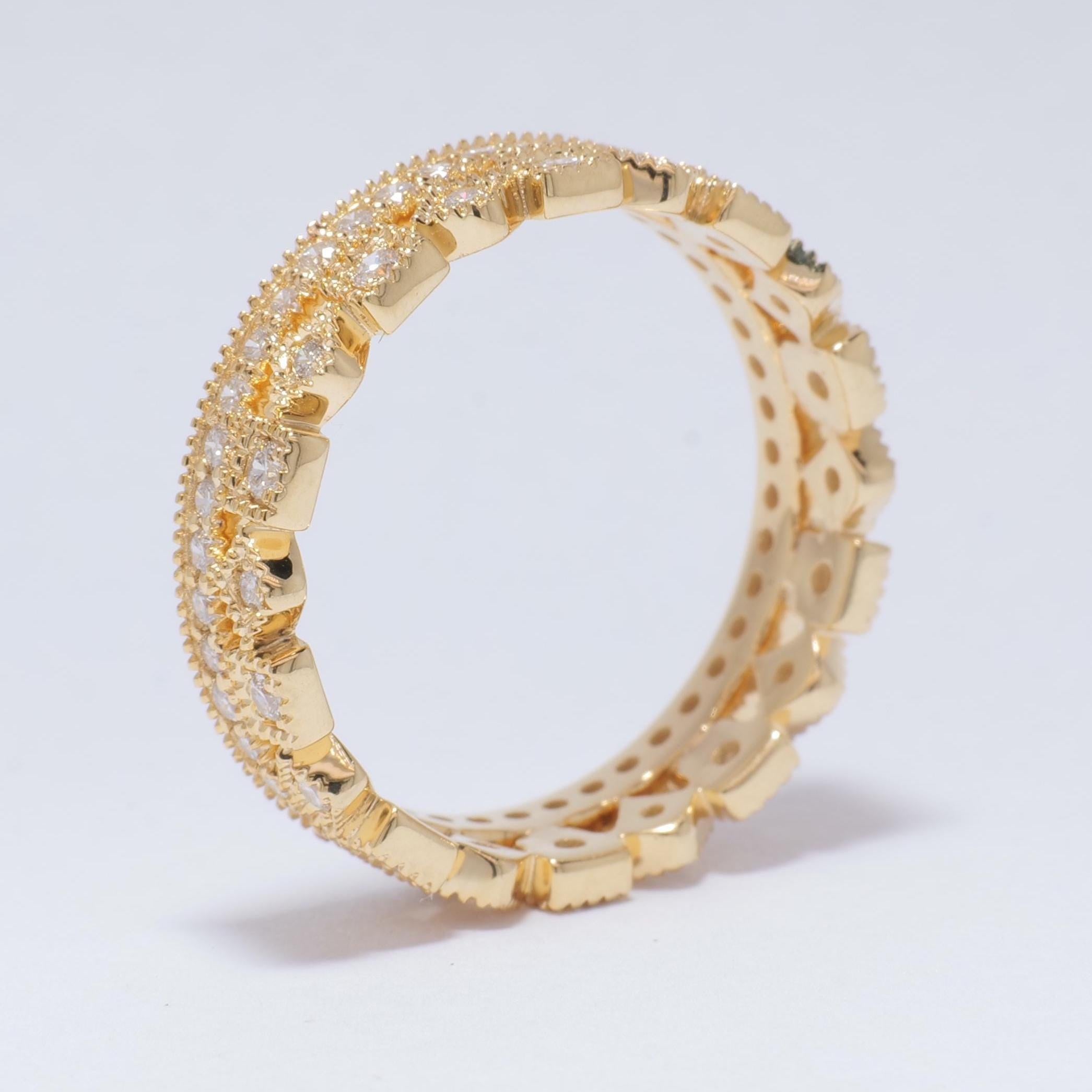 Donna Anello Crown Nature Diamond Eternity Band in oro massiccio 14k (certificato) in vendita