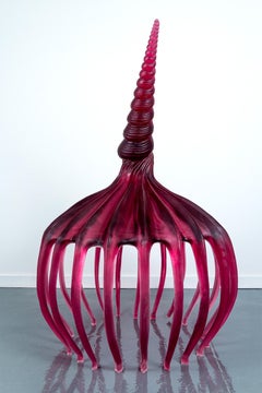 Crown of Creation Large Contemporary Sculpture Magenta Cast Resin by Karen Atta